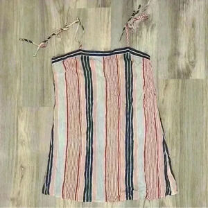 Xhilaration Red White Blue Vertical Striped Dress Sleeveless Tie Straps Size XL